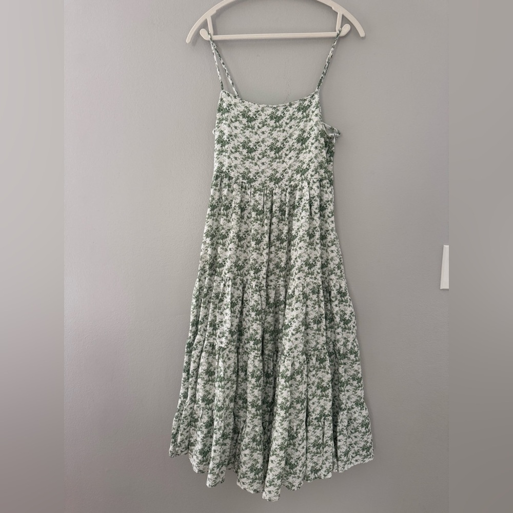 NWT KREWE DU Q MIDI RUFFLE FLORAL DRESS Sz L